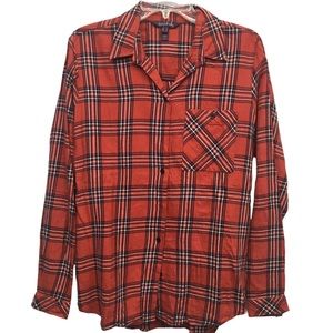 Long Tall Sally Red Plaid Cotton Shirt Misses size 6